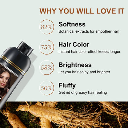 Head & Healthy Black Hair Dye Shampoo 5 in 1 Instant Hair Dye Herbal Ingredients 500ml 16.9 fl oz for Gray Hair Unisex Formula